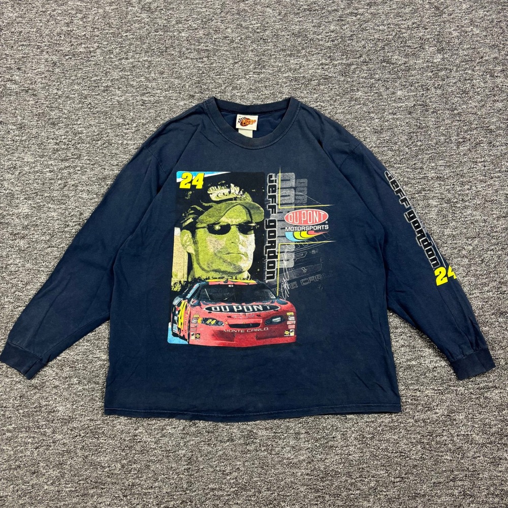 Vintage Y2K Winners NASCAR Winners Circle Jeff Gordon Navy Long Sleeve Shirt XL